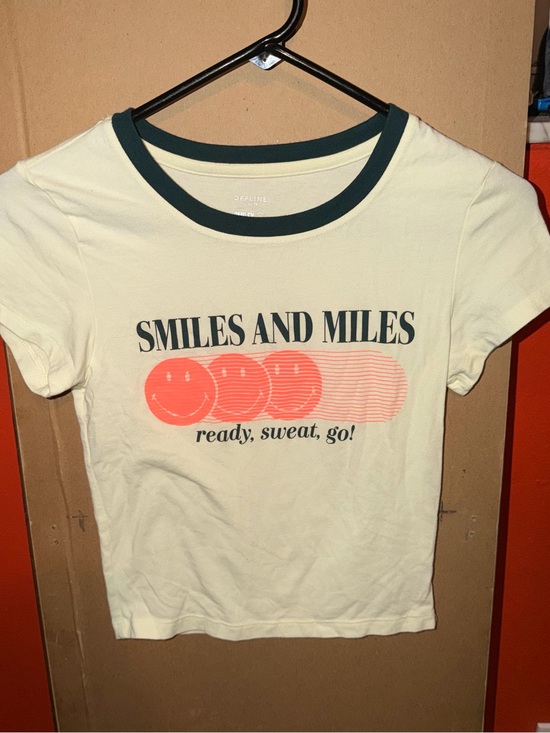 Offline Tops - Smiles and Miles Graphic Tee Yellow with Coral and Dark Green